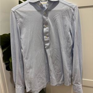 Suitsupply Light Blue Cotton Popover Shirt
